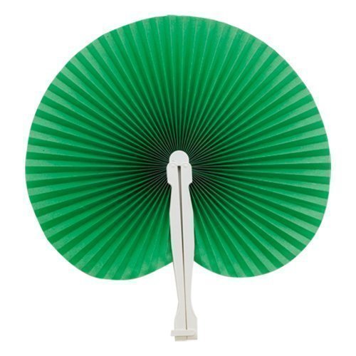 eBuyGB Handheld Paper Fan, Wedding Party Bag Favour Summer Accessory, Green