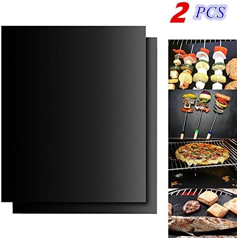 BBQ Grill Mats, 2 Pcs 15.75 x 13 Inches Lifetime Guarantee Nonstick Oven Liner BBQ Grill Mats for Electric, Gas and Toaster Ovens Teflon Cook Sheets by InwildTek