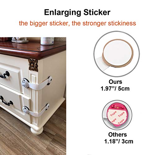 Cabinet Locks Child Safety Latches Baby Proofing Drawers Adhesive Lock no Drill Childproof Latch for Dresser, Fridge, Refrigerator, Freezer, Closet, Trash, Cupboard