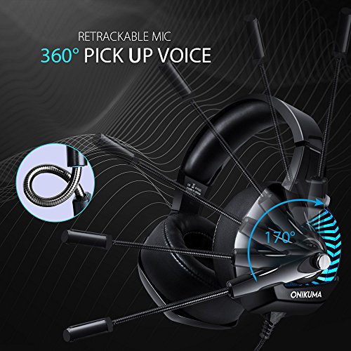 ONIKUMA Gaming Headset - 3.5mm USB Headset for PS4, Xbox One, Nintendo Switch, PC. Over-Ear Gaming Headphone with Stereo Surround Sound, Soft Memory Earmuff, Noise-Canceling Microphone & LED Light - Thumbnail 4