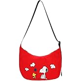 Peanuts Snoopy and Woodstock Crescent Women's Red Crossbody Handbag