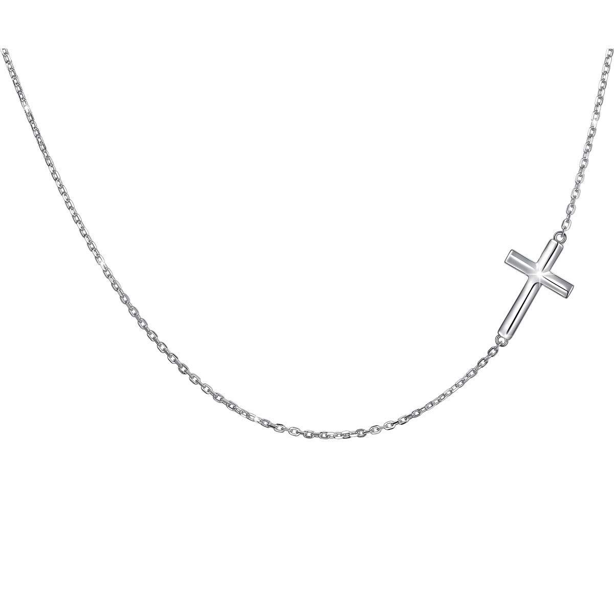 DAOCHONG Sideways Cross Choker Necklace S925 Sterling Silver Cross Women Jewelry Easter Gifts,14 inches to 18 inches — image 1