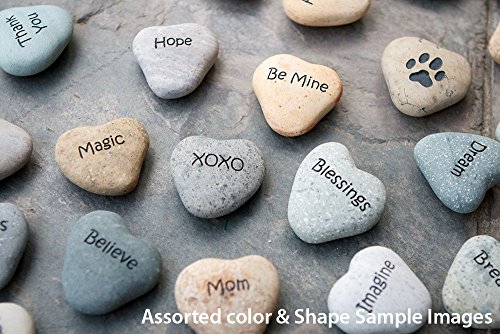 XOXO Engraved Stone Heart Shaped Inspirational Sandblast Stone, Perfect Gorgeous Unique Gift Ideas, Natural Beach Pebble Rock