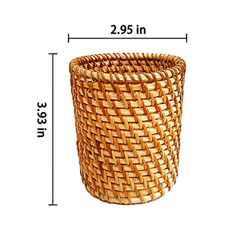 Handmade Wicker Pencil Holder Pen Holder, Nature Rattan Makeup Brush