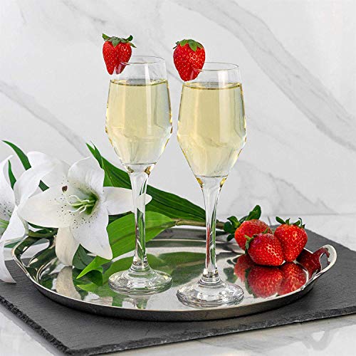 Vikko Clear Glass Champagne Flutes, 7.75 Ounce | Perfect for Parties, Weddings, and Everyday - Made From Thick and Durable Glass - Dishwasher Safe - Set of 6 Sparkling Wine Glasses