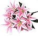 Artfen Artificial Lily 10 Heads Fake Lily Artificial Flower Wedding Party Decor Bouquet Home Hotel Office Garden Craft Art Decor Pink