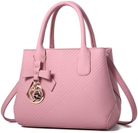 Vegang Women Fashion PU Leather Top handle Handbag Tote Purse Bag Shoulder Satchel (Pink)