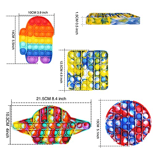 UNIZLIJM 4 Pcs Push pop Bubble Fidget Sensory Toy, Bubble Tie Dye Fidgets Toys for Anxiety, Silicone Squeeze Sensory Toys, Stress Relief and Anti-Anxiety Toy for Kids, Adults, Gifts (Multicolor, 4PC)