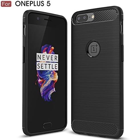 OnePlus 5 Case With in-built flexible protection frame, lightweight soft TPU bumper, elastic and shock-absorbing gel, carbon fiber design, For OnePlus 5 2017 – Black