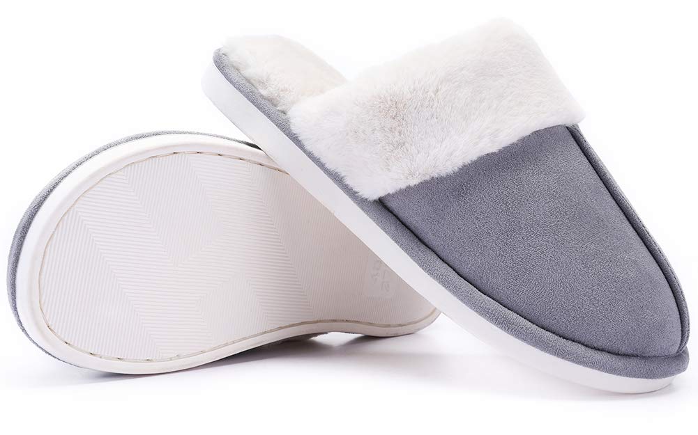 CAMEL CROWN Women\'s Comfort Fleece Memory Foam Slippers Slip-on Clog House Shoes Indoor Use (Dark Grey, 10-11 N (A) US)
