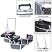 Joligrace Makeup Train Case Modern Style Cosmetic Box Organizer Key Lock 2 Trays Jewelry Storage with Mirror (Black-Silver)