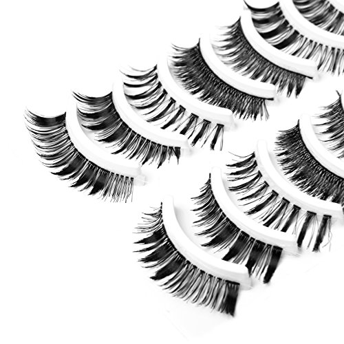 Goldrose 10 Different Styles 20 Pairs Black Long Thick Most Natural Looking Reusable Charming Cross Makeup False Eyelashes Fake Eye Lash Extension Handmade Soft