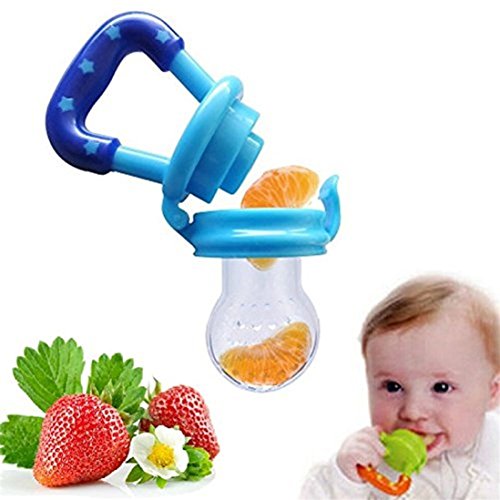 Gearmax for Baby Feeder Pacifier Teether Nipple Silicone Sac for Feeding Food Fruit (M,Blue)