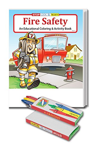 Fire Safety Kid's Coloring Book and Crayon Set in Bulk (25-pack)