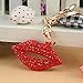 Bolbove Sexy Red Lip Shape Sparkling Charm Blingbling Keychain Crystal Rhinestone Pendant