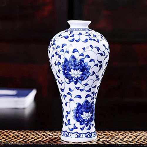 TOPmountain Porcelain Flower Vase,Antique Traditional Chinese Blue and White Porcelain Vase Ceramic Flower Pot for Home Decoration-A1