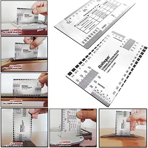 Sumnacon Guitar String Action Ruler Gauge Tool - Stainless Steel Double Sided Multi Function Guitar Luthier Accurate String Measurement for Electric Bass and Acoustic Guitar