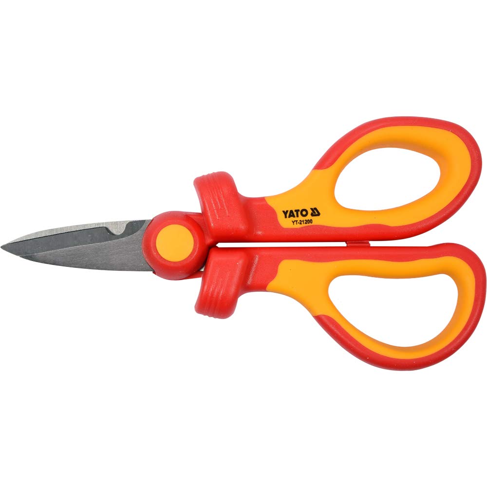 Yato Red Aluminium Modern Serrated Scissors 38mm Cutting Length VDE 1000V Certified