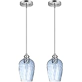 CnengSthy Glass Pendant Lights Kitchen Island, Blue Pendant Light Fixtures with Hand-Blown Clear Glass, Modern Hanging Light 