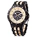 BEWELL W116C Mens Wooden Watch with Date Day Luminous Hands Lightweight Wristwatch (Ebony+Maple)