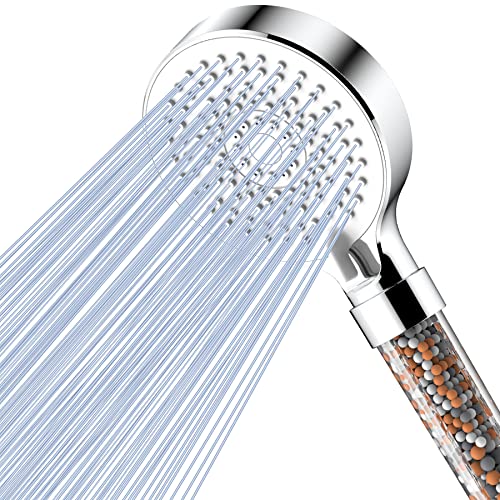 Magichome Shower Head with Filter, 5 Jet Types, High Pressure Hand Shower Filter | Duschkopf Wassersparend mit 3 Schichten Filtration Mineralstein, Duschkopf Filter für hartes Wasser, Entfernt Chlor & Kalk