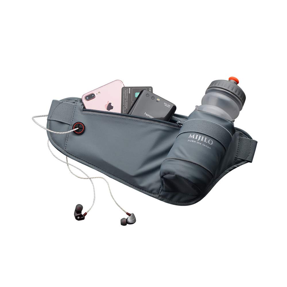 MIJILO Running Belt with Water Bottle Holder,Unisex Fanny Pack Waist Pouch Bag,Waterproof,Reflective,for Hiking,Cycling