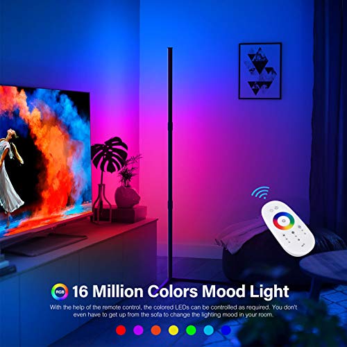 Led Corner Floor Lamp RGB Color Changing Modern Dimmable Light 56" Tall