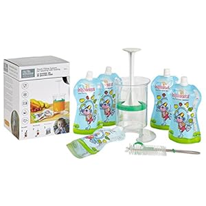 Baby Food Maker – Baby Food Mill & Masher with 15 x 5oz resqueeze reusable food pouch for freezer storage – Blends…