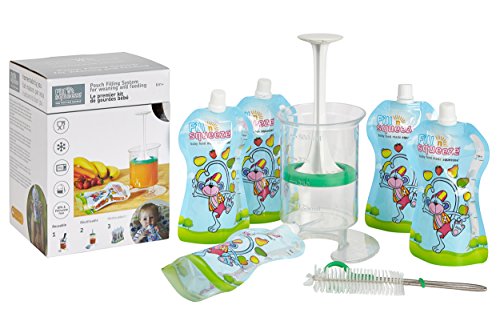 Baby Food Maker – Baby Food Mill & Masher with 15 x 5oz resqueeze reusable food pouch for freezer storage – Blends…