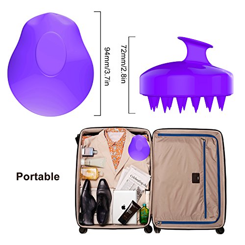 Shampoo Brush Scalp Massager, FReatech [Wet & Dry] Hair Scalp Massage Brush Soft Silicone Comb for Men, Women, Kids and Pets - Purple - Thumbnail 6