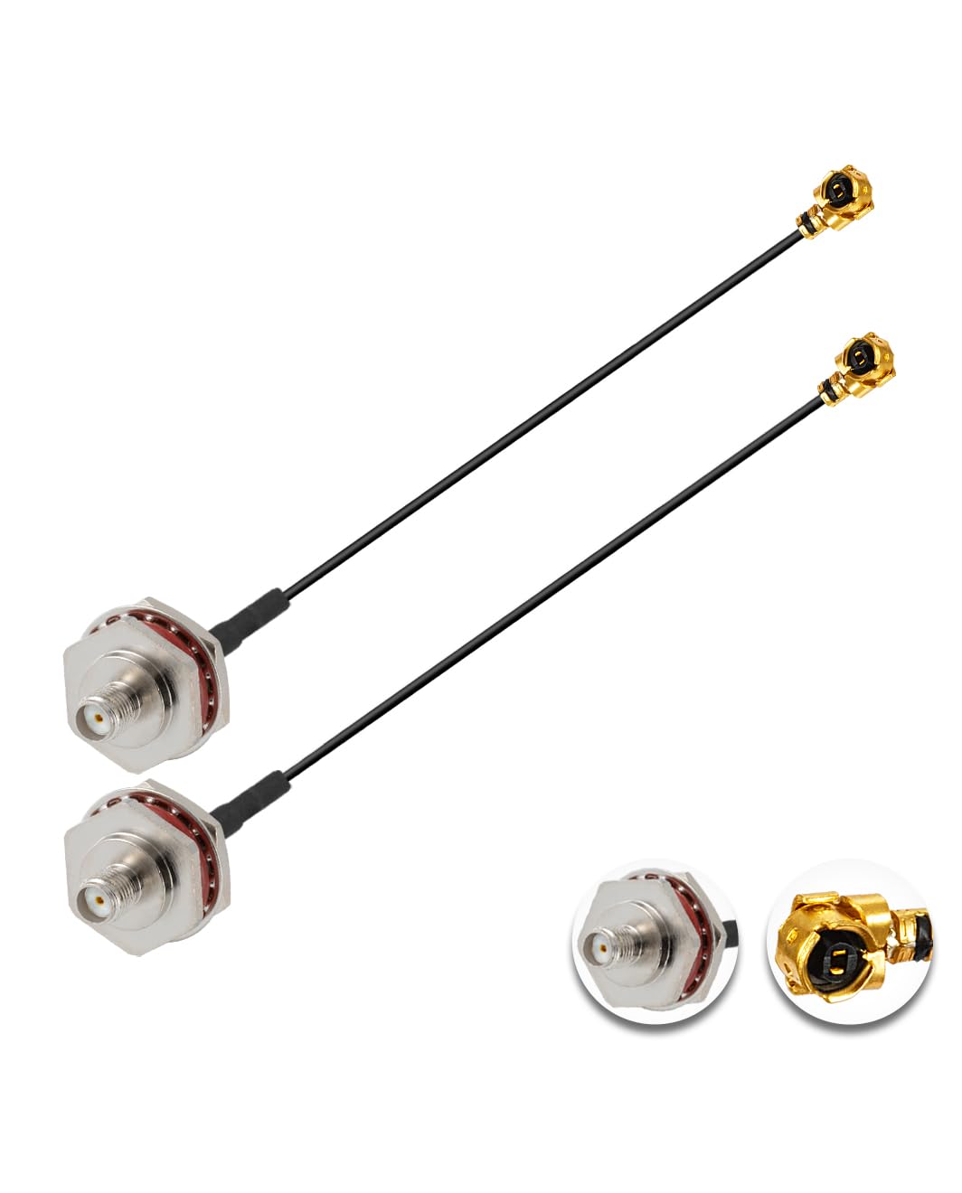 Vecys 2PCS U.F.L1 to SMA Female Waterproof Box M16 Low Loss Coaxial Cabl 2" /5CM U.F.L1 to SMA Female 1.13mm Mini-Coaxial Pigtail Cable for Wireless Routers Mini PCIE Network Cards PCI