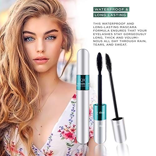 4D Silk Fiber Lash Mascara & Fiber 2in1 Set，Liquid mascara + eyeliner