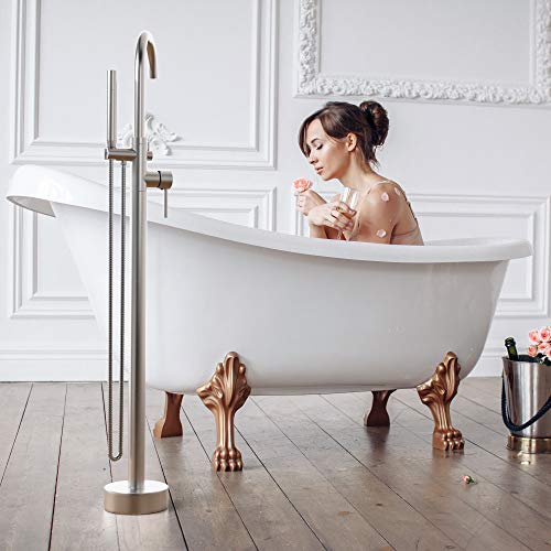 MARBS Freestanding Bathtub Faucet with 360° Spout, Brushed Nickel