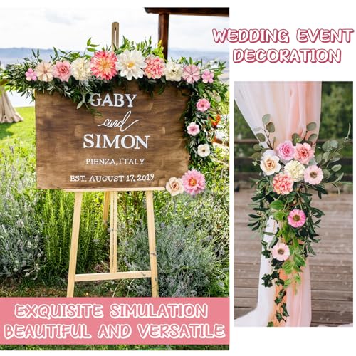 ROLLWAY Pack of 60 Artificial Flowers for Crafts Pink White 18 Types Small Artificial Flowers for Crafts Flower Heads 2 - 8 cm, Mini Artificial Flowers Decorative Flower Heads Fake Flower Decoration for DIY Wedding Cake Decoration
