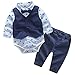 Baby Boy Bodysuit Gentleman Bowtie Long Sleeve Shirt Vest Pants Jumpsuit Romper