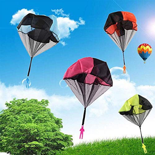 ZJQY Fun Cool New Gifts for 3-12 Year Old Boys, Outdoor Toys for 3-12 Year Old Boys Girls Parachute Toy, No Battery Nor Assembly Required (4 Pieces Set)