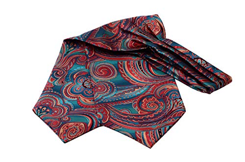 GUSLESON Men's Cravat Self Tie Paisley Jacquard Woven Floral Luxury Ascot (0602-15) - Thumbnail 2
