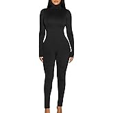 BORIFLORS Long Sleeve Jumpsuit for Women Sexy Turtleneck One Piece Bodycon Rompers Clubwear