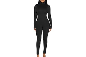 BORIFLORS Long Sleeve Jumpsuit for Women Sexy Turtleneck One Piece Bodycon Rompers Clubwear