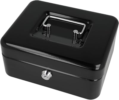 Westcott Lockable Cash Box 20 cm Black with 2 Keys E-51001