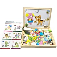 YYoomi Wooden Educational Toys Magnetic Art Easel Animals Wooden Puzzles Games for Kids