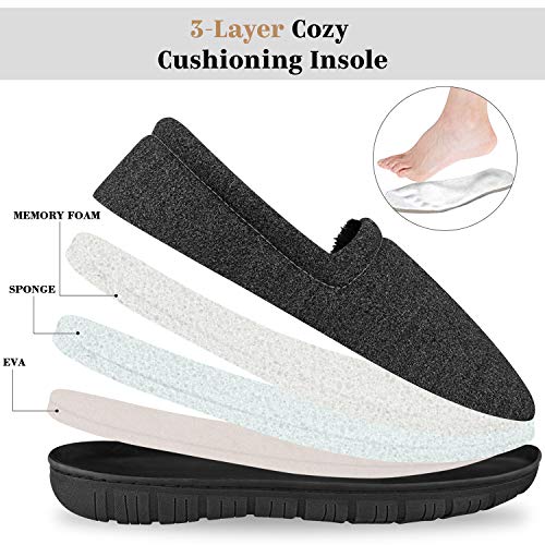 homeideas men's woolen fabric memory foam house slippers