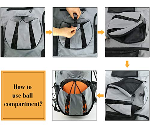 image for BeeGreen Drawstring-Backpack-Basketball-Gym-Bag with Ball Holder & Sho