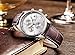 BINGER Men's Date Chronograph Watches and Luminous Numerals (silver dial brown leather strap)
