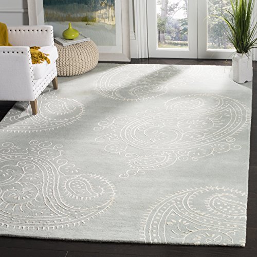 Safavieh Bella Collection BEL153A Paisley Grey and Ivory Premium Wool & Viscose Area Rug (8' x 10')