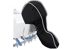 zenicham 600D Fade and Crack Resistant Full Outboard Motor Cover,Heavy-Duty Waterproof and UV-Proof Boat Motor Cover,Trailerable Boat Engine Cover with Reflective Strips Black(Fits 40-50 HP)