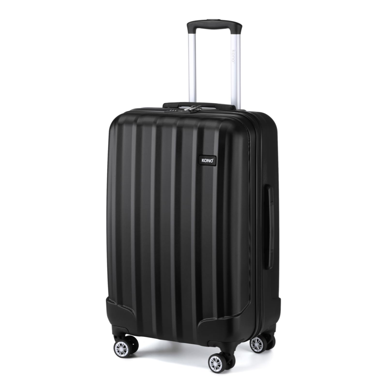 Kono 24 Inch Hard Shell Luggage Lightweight ABS+PC with 4 Spinner Wheels Business Trip Trolley Case Suitcase (Black)