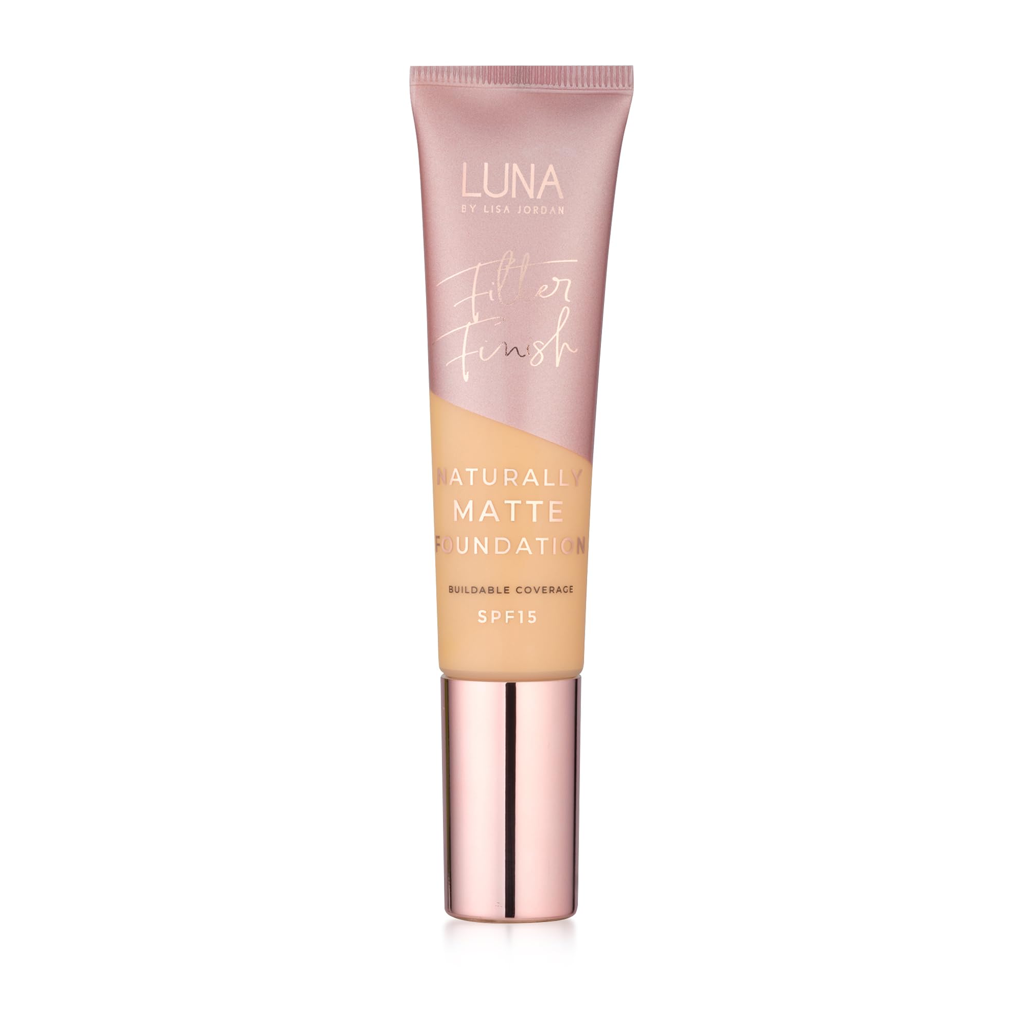 LUNA Matte Foundation in LIGHT Shade - Contains Vitamin E and SPF15 - Oil-Free Face Foundations with Subtle Golden Undertone - Suitable for Oily and Sensitive Skin — image 1