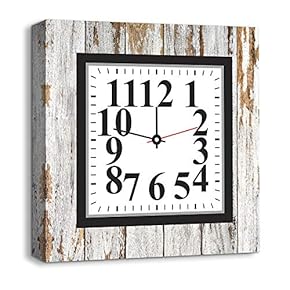 Canvas Wall Art Abstract Cute Clock Painting Artwork for Home Prints Framed - 12x12 inches