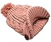 MIRMARU Women's Thick Cable Knitted Beanie Visor Cap Button Pom Pom with Scrunchy